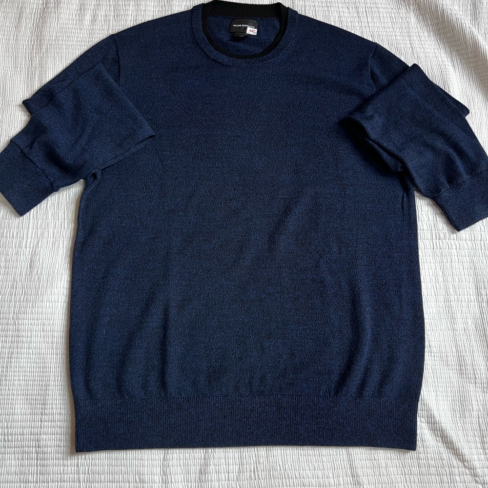 Club Monaco navy knit sweater with black trim